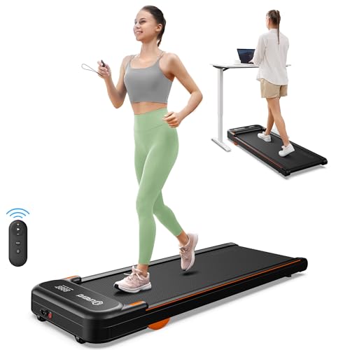 UREVO Walking Pad, Under Desk Treadmill for Home Office, Portable Desk Treadmill with Double Shock Absorption Remote Control LED Display, 265 Lb Capacity