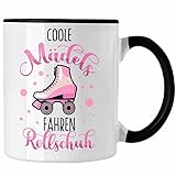 Trendation - Lustige Rollschuh-Tasse Geschenk für Rollschuhfahrerinnen Coole Mädels Fahren Rollschuh (Schwarz)