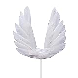 5 Pcs White Angel Wing Cake Toppers Feather Cupcake Topper Happy Birthday Party Cake Decor Baby Shower Cupcake Toppers Anniversary Wedding Cake Decorations