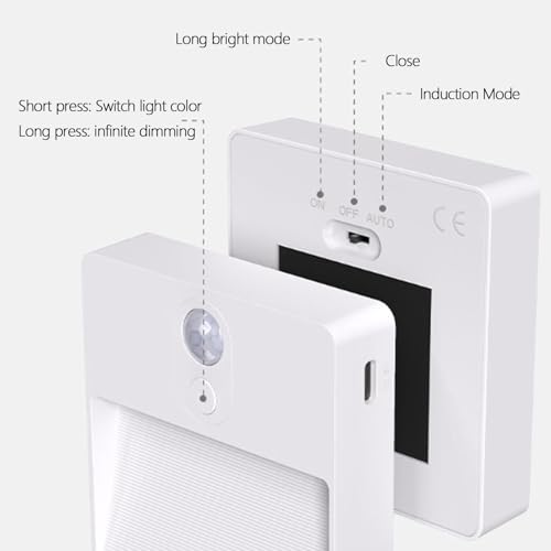 Lámpara de Pared LED para Iluminar Pasillos sin Cables Aplique Magnético con Sensor RGB 2Pcs 3