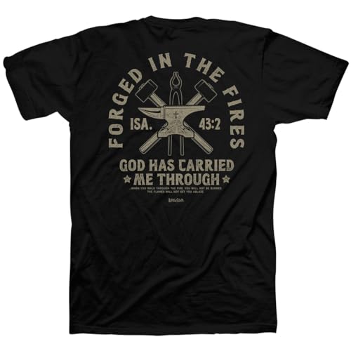 Forged in The Fires God Carried Me Through ISA. 43:2 Black Cotton T-Shirt