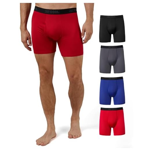 32 DEGREES COOL Mens 4-PACK Active Mesh Quick Dry Performance Boxer Brief, Black/Char/Blue/Fire, Large