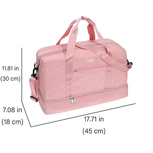 Gym Bag Shoes Compartment Shoulder Bag Travel Duffel Bag Swim Bag for Women and Men (Pink XL)