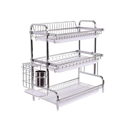 Estante for secar platos sobre el fregadero Suministros de cocina Estante de almacenamiento Encimera Ahorro de espacio Soporte de exhibición Vajilla Escurridor Organizador Utensilios Soporte Acero ino