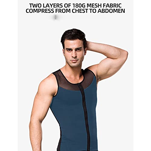 Camisa de compressão de peito masculina com zíper original para esconder ginecomastia moobs 1pcs (Co