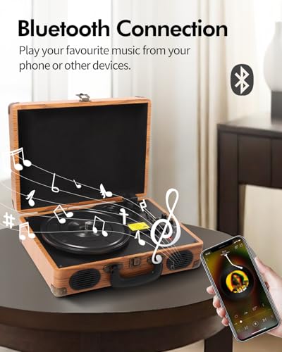 DCPICE Platine Vinyle Bluetooth, Tourne Disque Vinyle Vintage avec Haut-Parleurs Stéréo Intégrés, 3 Vitesses 33/45/78 RPM, Entrée AUX, Sortie RCA, Compatible USB et Casque, Portable - Les Beatles, Paul McCartney, John Lennon, RIngo Starr, George Harrison DCPICE Platine Vinyle Bluetooth, Tourne Disque Vinyle Vintage avec Haut-Parleurs Stéréo Intégrés, 3 Vitesses 33/45/78 RPM, Entrée AUX, Sortie RCA, Compatible USB et Casque, Portable – Image 4
