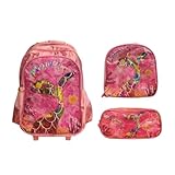 Kit Mochila Sereia Com Cauda Escolar Rodinha Estojo Lancheira Infantil