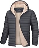 MAGCOMSEN Mens Puffer Jacket with Hood Water Resistant Jackets Fleece Lined Puffer Coats Insulated Down Jacket for Winter