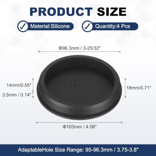Image of MECCANIXITY 4pcs T-Shaped Silicone Plugs 96.3mm 3-25 /32 inchDia Snap in Plug