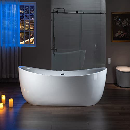 Woodbridge 71" X 31-1/2" Whirlpool Water Jetted And Air Bubble Freestanding Heated Soaking Combination Bathtub, Bj300 #TOP1