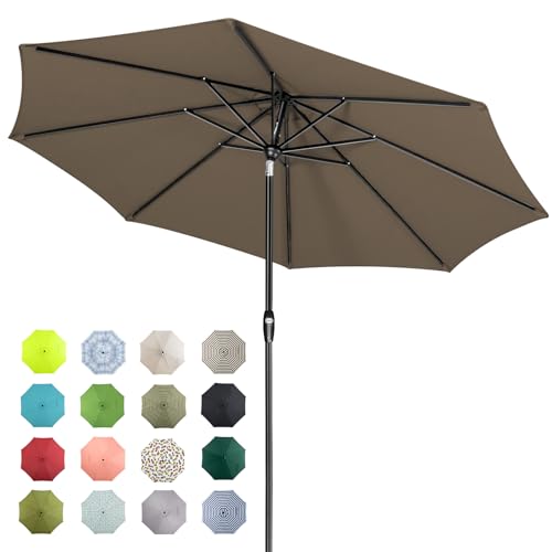 Image of Tempera Patio Market Outdoor Table Umbrella with Auto Tilt and Crank, Large Sun Umbrella with Sturdy Pole & Fade Resistant Canopy, Easy to Set