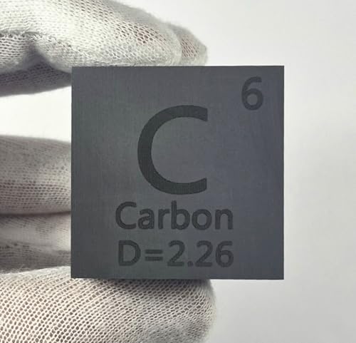 Image of 1.5 inch 38.1mm Carbon Cube C up to 99.9% Pure Periodic Table Element Engraved Density Collection Science Education Display Block Cube + Acrylic Case Box - 1PC