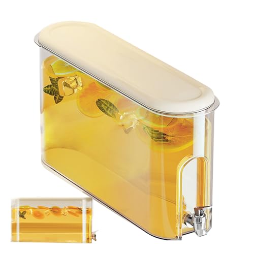 Refrigerator Drink Dispenser - 4L Fridge Water Jug - Slim Fridge Jug with Tap for Waters - Juice Bucket Water Dispenser - Cold Drink Dispensers with Spigot - Leak-Proof Cold Waters Pitcher