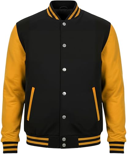 Image of Decrum DISC Varsity Jackets - Letterman Jacket Men [40020083-CZ] | Plain Yellow Sleve, M