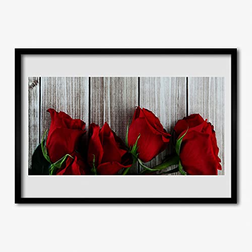 Affiche encadrée de fleurs de roses pour decoration murale de salon et chambre cosy 70x50