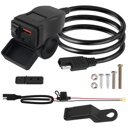 Motorcycle Phone Charger,Dual USB QC + 30W PD Quick Motorcycle