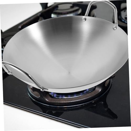 Wok de acero inoxidable con doble asa para cocina miniatura 5