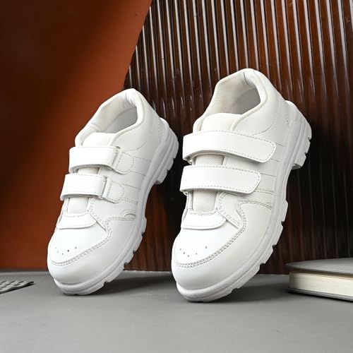Image of Centrino Unisex-Child Uniform Dress Shoe | Soft Cushioned Memory Foam Heel Pad Support | Kid's | Boy's | Girl's | Children |Uniform Shoes | Lightweight | Velcroo |Easy Wear & Care| Formal Shoes | Padded Textured Heel Grip Lining | Breathable | All Day Comfort (8123)