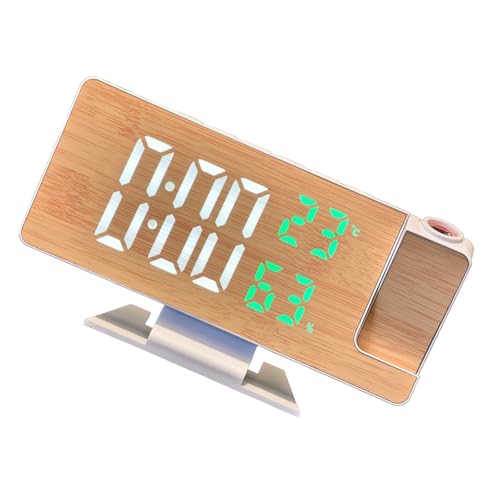 Rudiaoa Réveil LED À en Bois À avec Projection L'heure Affichage Température L'humidité Réglage Luminosité