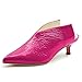 XYD Women Pointed Toe Kitten Mules Low Heels Slip On Pumps Slide Sandals Clog Backless Shoes Size 9 Fuchsia