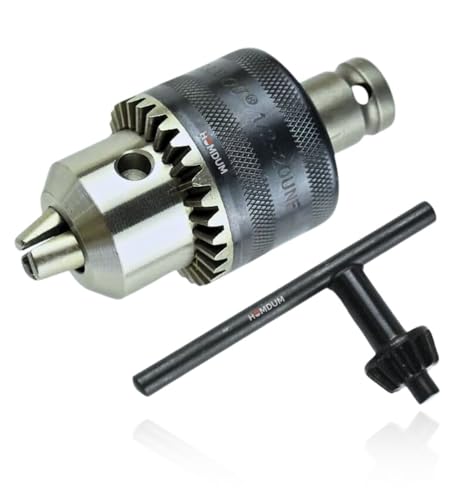Image of Homdum 13mm Capacity Key Drill Chuck for Impact Wrench Converter Conversion Tool | 1 /2 Inch Socket Square Female Adapter | 1 /2-20 UNF Mount