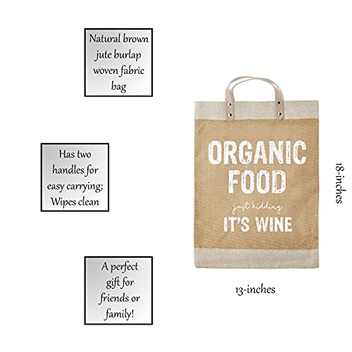 Image of Santa Barbara Design Studio Tote Bag Hold Everything Collection Jute Market Tote with Waterproof Lining, 13 inch x 18 inch, Just Kidding