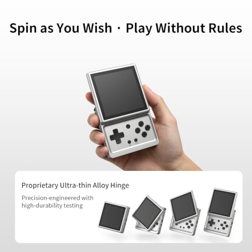 Image of RG Rotate Retro Handheld Game Console , 3.5 Inch Swivel Screen Android Handheld Unisoc Tiger T618 2000mAh Battery 3+32GB Aluminum Alloy NO Game Preloaded Silver