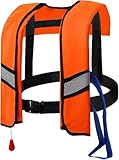 150N Automatic Inflatable Life Jacket – Adjustable Nylon Swim Vest with CO2 Inflation, Reflective Strips & Safety Buckle (Orange)