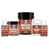 Liquid Rubber Driveway Restore Sealant - Highly Flexible Asphalt Coating Fills Cracks and Revitalize, Kit- Includes 5 Gallon Sealer, 1 Gallon Asphalt Patch, 4 x Crack Filler 10.2 oz, Patio Cleaner 1G