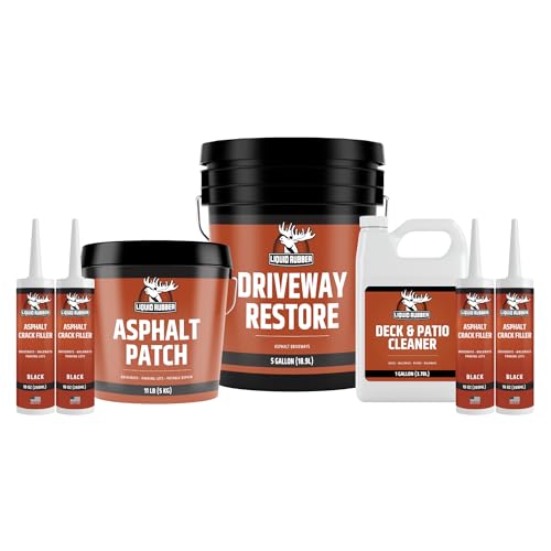 Liquid Rubber Driveway Restore Sealant - Highly Flexible Asphalt Coating Fills Cracks and Revitalize