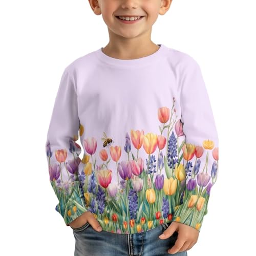 Easter 3-16t Girls Long Sleeve Shirt Cartoon Blouses Crew Neck Top Spring Breathable Tee Shirt3