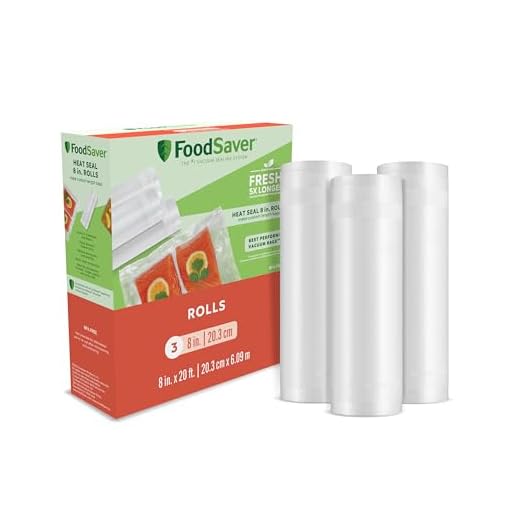FoodSaver 8" x 20' Vacuum Seal Roll with BPA-Free Multilayer Construction for Food Preservation, 3-Pack