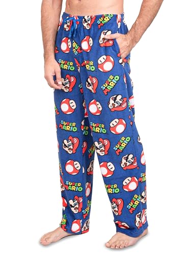 Super Mario Men's Mario and Kinoko Warm Plush Cozy Pajama Pants