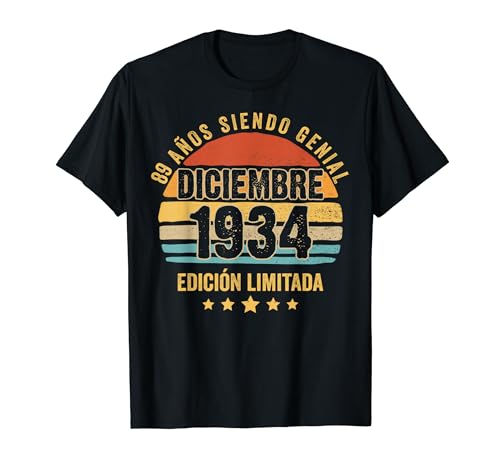 89 Años Cumpleaños Regalo Diciembre 1934 Diciembre 89 Años Camiseta