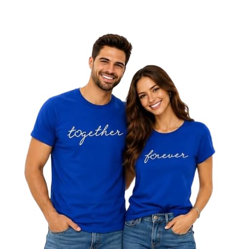Together Forever Printed Black Cotton Round Neck Half Sleeve Tees-image-45