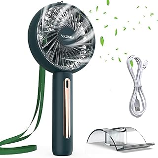 VKUSRA Handheld Fan, Portable Mini Fan with 4 Speeds & Built-in Rechargeable Battery, Powerful USB Desk Fan with Cellphone Stand & Adjustable Angle for Office Home Outdoor Traveling