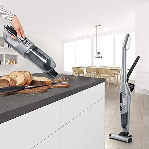 Bosch Flexxo Serie | 4 - Aspirateur rechargeable 2 en 1 sans fil : aspirateur balai et aspirateur de table, puissance 21,6V, accessoires intégrés, aspire différents types de sol, argent - Image 6