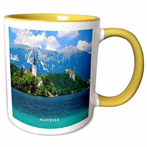 3dRose Lake Bled Slovenia 11oz Two-Tone Yellow Mug