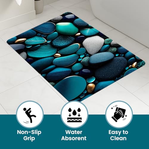 Image of MAXOSHINE PVC Bathroom Mats Anti Slip | Water Absorbent Bath Floor Mat | Quick Dry Anti Skid Bathroom Mats for Home | Door Mat for Wet Area 40x60 CM (Seashell Green)