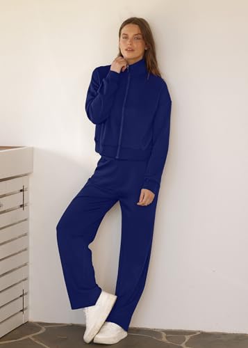 Image of XIEERDUO Lounge Sets for Women 2025 Sweatsuit 2 Piece Outfits Sweatshirt Wide Leg Sweatpant Tracksuit Matching Set