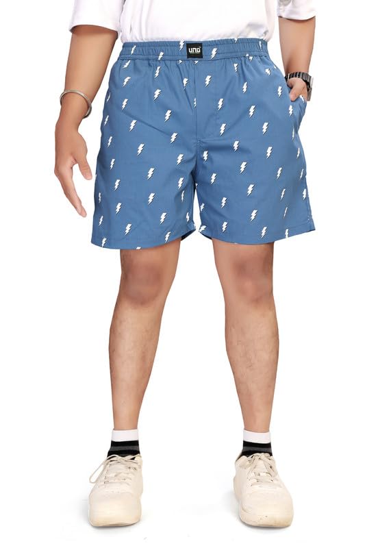 Image of UNOseven Shorts for Boys - 100% Cotton Printed with Side Pockets - Pack of 2 - Available from Size 7 Years to XL