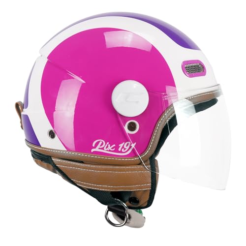 Casco abierto CGM 191G Pix Sprint para scooter en color fucsia flúor y violeta de 54 cm