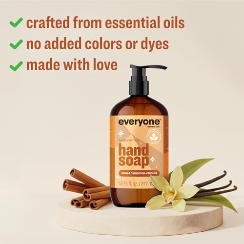 Image of Everyone Liquid Hand Soap, 12.75 Ounce (Pack of 3), Sweet Cinnamon + Vanilla, limited edition, made with Essential Oils for Kitchen and Bathroom