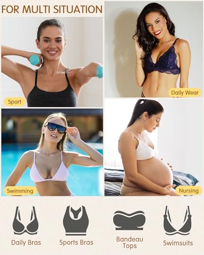 KSang Bra Pads Inserts 4 Pairs - Sewn Edges Breast Padding for Sports Bras Swimsuits Bikini Push up Bra Cups Inserts for B Cup