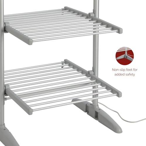 Rediffusion Clothes Airer, 3 Tier, Electric, 36 Heated Rails, 21m Hanging Space, 30kg Weight Capacity, Indoor Airer, Energy Efficient, 147 x 73 x 70cm, Silver - REDH08 - Image 5