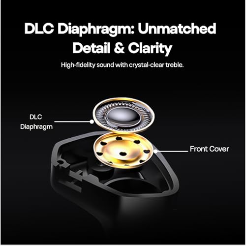 Image of Kefine Klean in-Ear Monitor, 10mm DLC Diaphgram Dynamic Driver IEM Earphones, HiFi Wired Gaming Earbuds with Dual Interchangeable Nozzles & Detachable 2-PIN Cable (with Mic Type-C, Black)