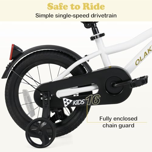 Image of Olakids Kids Bike, 12 14 16 18 Inch Toddlers Bike with Training Wheels Safety Bell Adjustable Seat and Handlebar, Handbrake and Coaster Brake, Children's Bicycle for Boys Girls