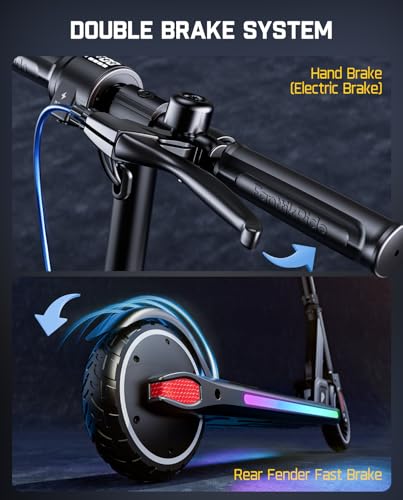 FanttikRide T9 Apex Electric Scooter for Kids 4.3-5.6 ft, 200 W Motor, LED Colorful Lights with Bluetooth Music Speaker, 7/10/12 MPH Digital Display, Adjustable Height, Foldable, Up to 40 mins