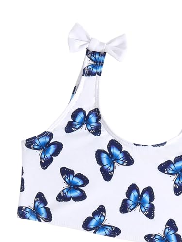OYOANGLE Girl's 2 Piece Swimsuits All Over Print Bow Knot Scoop Neck Wireless Bikini Bathing Suits3