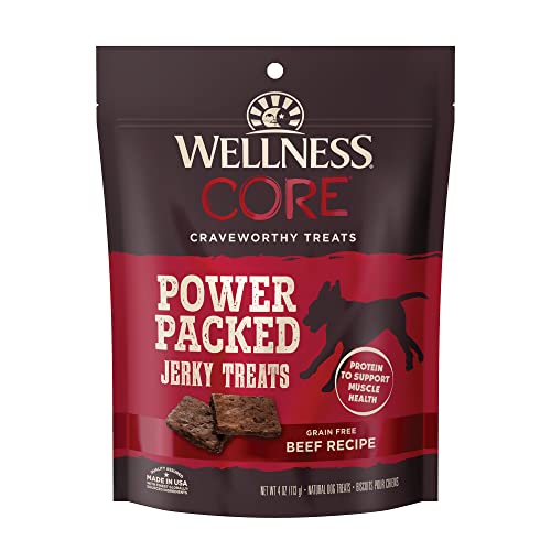 Wellness CORE Energy Packed Canine Treats (Beforehand Pure Rewards), Grain-Free Tender Jerky Treats, Made in USA (Beef Recipe, 4-Ounce Bag) Wellness CORE Energy Packed Canine Treats (Beforehand Pure Rewards), Grain-Free Tender Jerky Treats, Made in USA (Beef Recipe, 4-Ounce Bag)